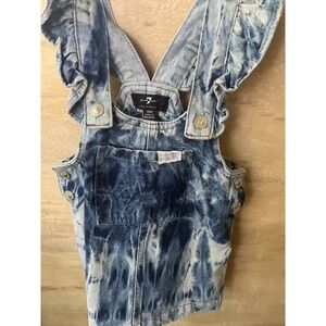 VTG Seven For All Mankind Tie-Dye Jean Infant Girls 18 Mos Ruffle Strap Top